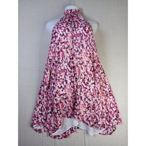 Tildon Halter A-Line Chiffon Dress Small Pink Purple Multicolor Lined EUC